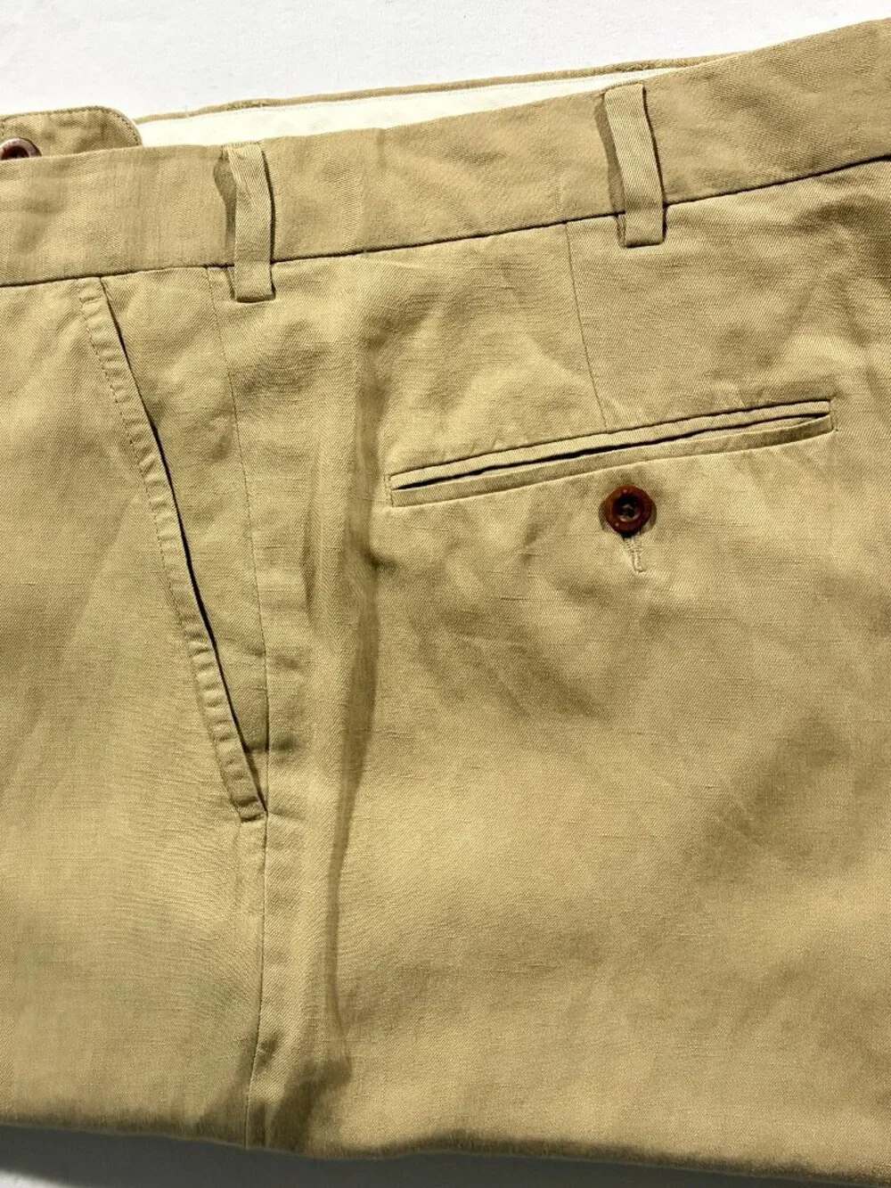 Polo Ralph Lauren Preston Fit Tan Linen Silk Cotton Dress Pants Men’s 38×32
